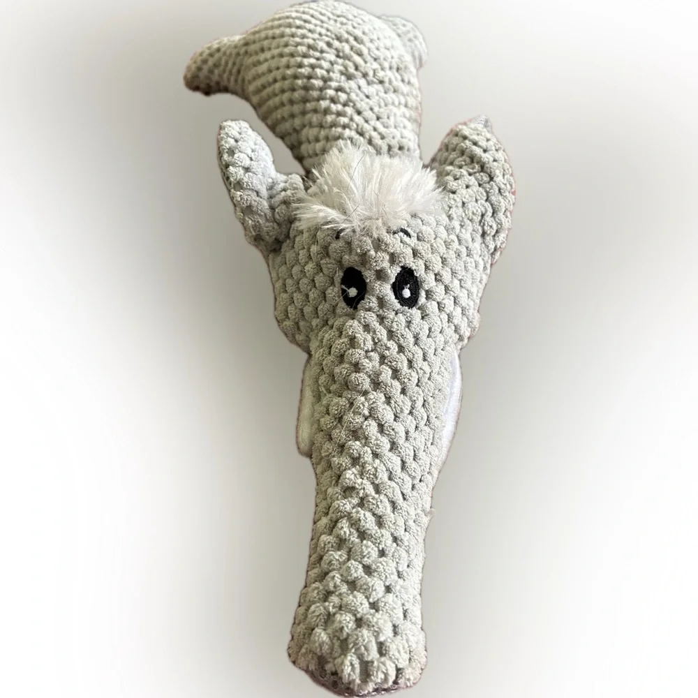 🐘 Gray Elephant Plush Indestructible Dog Toy